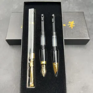 Black and Gold Fountain Pen Set with Extra Tips