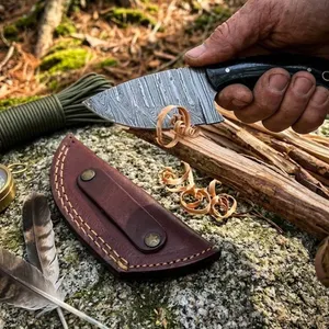Damascus Steel Ulu style Knife with Sheath
