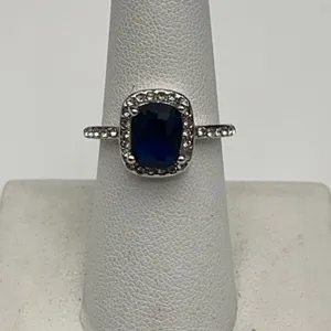 Blue Topaz 1.1 Carat Cushion Cut Solitaire Silver ring