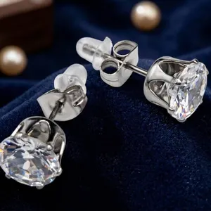 1.0 carat solitaire stone .925 silver stud earring set