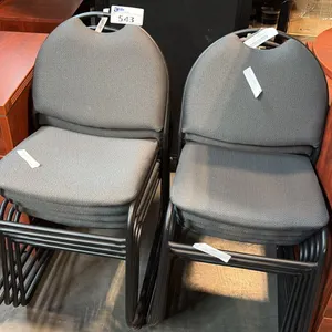 CHARCOAL GRAY FABRIC UPHOLSTERED STEEL FRAME CONFERENCE BANQUET STACKING CHAIRS 10-UNIT