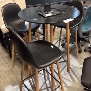 BLACK TOP BAR TABLE WITH 3 MATCHING CHAIRS