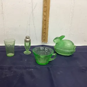 COLLECTION OF GREEN DEPRESSION GLASS
