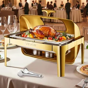 VEVOR 9Qt Gold Roll Top Chafing Dish Buffet Set