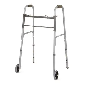 Medline Two Button Folding Walker Med Silver