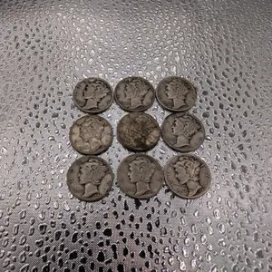Lot of 9 1942 United States 90% Silver Mercury Dimes