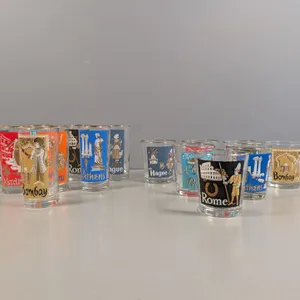 Vintage World Cities Souvenir Glasses, Set of 15