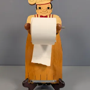 Vintage Wooden Chef Paper Holder