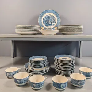 55-Piece Blue and White Dinnerware Set