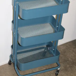 Blue Metal Rolling Cart