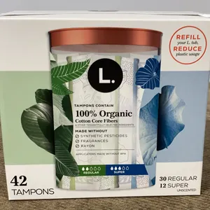 **APPEARS NEW** L . Organic Cotton Full Size Multipack Refill Tampons - Regular/Super - Qty 42