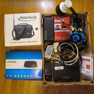 Vintage Electronics & Communications Lot: Ameritech Bag Phone, Linksys N300, Microsoft LifeCam & Mor