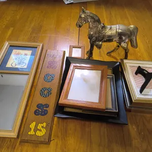Vintage Decorative Items: Brass-Toned Horse Figurine, Floral-Accented Wall Mirror & More