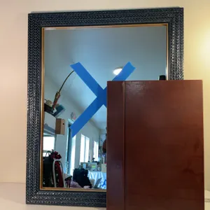 Framed Wall Mirror & Wooden Desk Pad