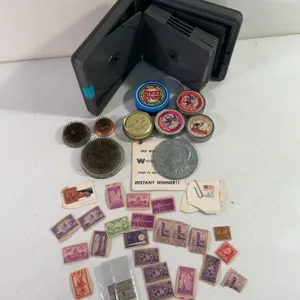 Coins, Stamps, Tokens, Vintage Flower Frogs, Wax Adhesives, CD case
