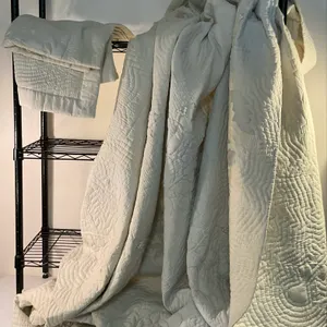 white and cream Bedding 95”x 106”, bed skirts 3x (queen), pillow shams