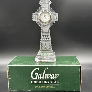 Galway Irish Crystal Celtic Cross Clock with Original Box