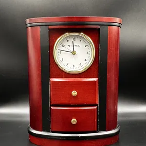 Plymouth Hollow Wooden Jewelry Box with Quartz Clock