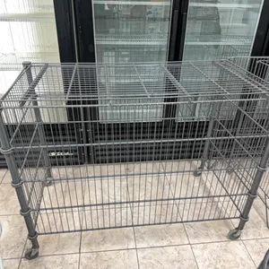 4 Commercial Rolling Wire Merchandise Display Bins, 4ft x 2ft x 3’3” tall