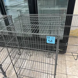 6 2ft x 2ft collapsible bins and 3 shelves