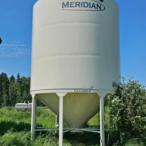 14’ Meridian GM3000 Smooth Wall 3 Ring Grain Bin w/ Skid & Crank Gate, 3000bu Capacity, S/N 61 2013 01 28787