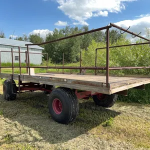 20’ HD Rubber Tire Wagon w/ Wood Deck & Exterior Pipe Rails, Extra Large 19L-16.1 Tires