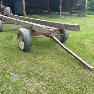ESTATE ITEM: 4-wheel farm trailer, automotive steering, med duty, wooden beams, see lot details