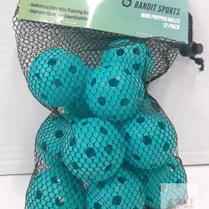 Bandit Sports Mini Popper Balls 12 Pack, Indestructible Training Balls, 1.75" Teal
