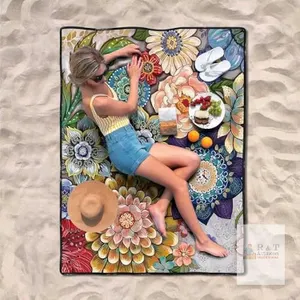 New Gorgeous Floral Waterproof Picnic Blanket Foldable & Portable 60"x80"