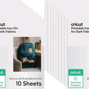 2 New Packs CRICUT Printable Iron-On For Dark Fabrics, 10 Sheets Per Pack. 8.5" × 11"