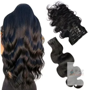 New Essent Seamless Clip in Body Wave Hair Extensions for Women , Natural Black
