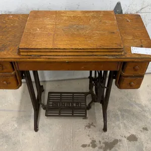 Vintage Singer Sewing Machine and Cabinet, Treadle Base, 4 Drawers