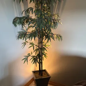 Artificial Silk Plant With Black Pot, Light Not Included