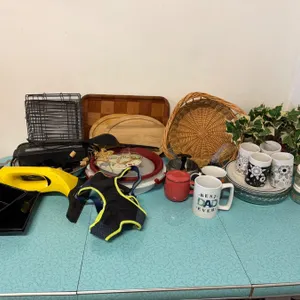 Household Items Including Kitchenware and Decor