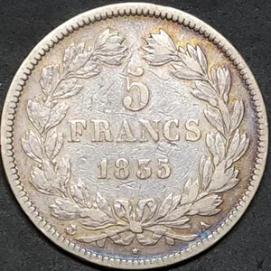 1835 A France 5 Francs Silver Crown