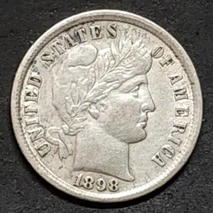 1898 Barber Silver Dime, High Grade