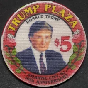 Vintage Trump Plaza $5 Casino Chip w/ Portrait