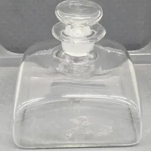 Vintage Blown Glass Square Ships Decanter