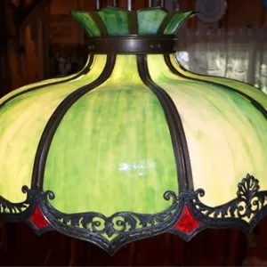 Antique slag glass hanging lamp
