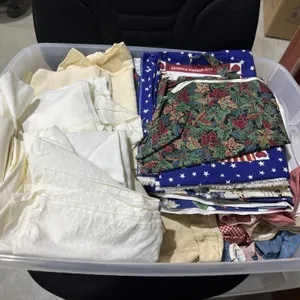 Assorted Fabric in Plastic Bin w/Lid