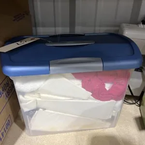 Assorted Fabric in Plastic Bin w/Lid