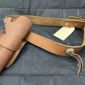 Leather Revolver Holster on Bandolier Belt