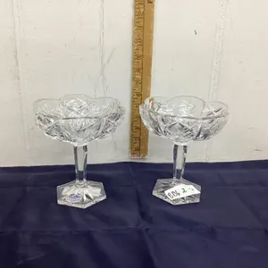 (2) MATCHING  PINWHEEL CRYSTAL CANDY DISHES