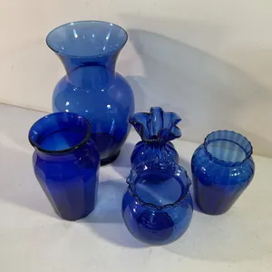 Assorted Cobalt Blue Glass Vases