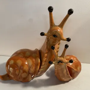 Handmade Hand-Painted Ceramic Snail Figurines
