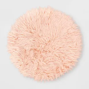**APPEARS NEW** Pillowfort 3' Faux Fur Round Kids' Rug Pink