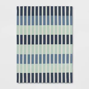**APPEARS NEW** Pillowfort 4'x5'6" Broken Checkered Kids' Rug - Green/Blue