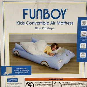 **OPEN BOX/APPEARS NEW** FUNBOY Blue Car Twin Air Mattress Bed with Electric Pump
