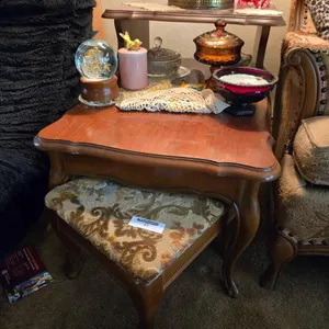 TWO TIER END TABLE WITH FOOT STOOL