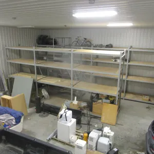 Warehouse Metal Shelving – 9 Uppers 12', 28 Cross Beams 8', Disassembled, w/ Hardware